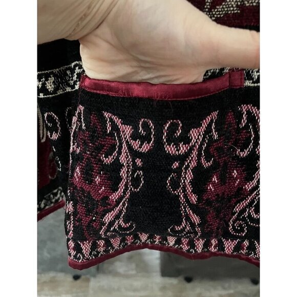 Retro Floral Tapestry Jacket M Red Retro Classic Artsy Beaded Festive Boho 80s - Picture 6 of 15